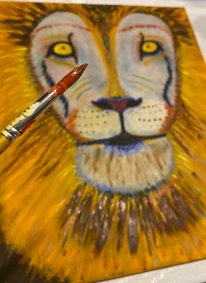 Eyes Of Fire | lion oil painting | prophetic art